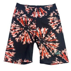 Nike One Dri-Fit Orange Fireworks Tie Dye Workout Bike Shorts Size Small Preowne